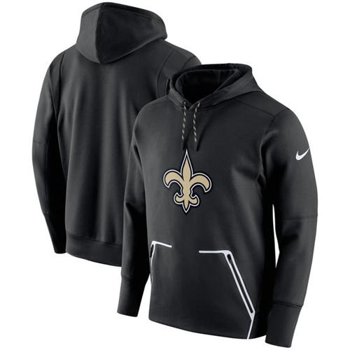 Men's New Orleans Saints Nike Black Champ Drive Vapor Speed Pullover Hoodie