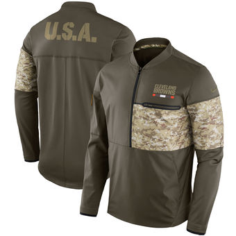 Nike Cleveland Browns Olive Salute to Service Sideline Hybrid Half-Zip Pullover Jacket