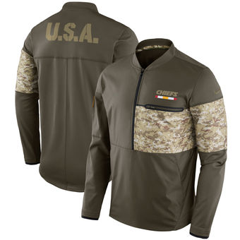 Nike Kansas City Chiefs Olive Salute to Service Sideline Hybrid Half-Zip Pullover Jacket