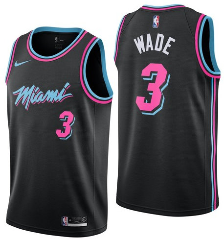 Men's Nike Miami Heat #3 Dwyane Wade 2019 City Edition Swingman Black Jersey