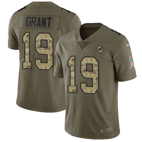 Nike Miami Dolphins #19 Jakeem Grant Olive Camo Men's Stitched NFL Limited 2017 Salute To Service Jersey