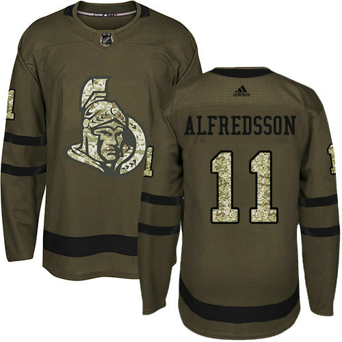 Youth Adidas Senators 11 Daniel Alfredsson Green Salute to Service Stitched NHL Jersey