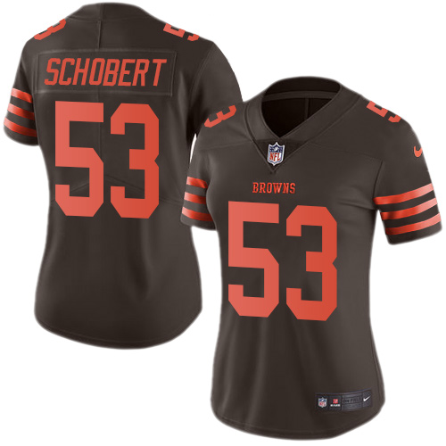 Women's Nike Cleveland Browns #53 Joe Schobert Brown Stitched NFL Limited Rush Jersey