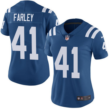 Women's Nike Indianapolis Colts #41 Matthias Farley Royal Blue Stitched NFL Limited Rush Jersey