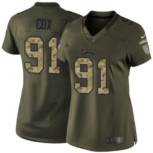 Women's Nike Philadelphia Eagles #91 Fletcher Cox Green Stitched NFL Limited 2015 Salute to Service Jersey