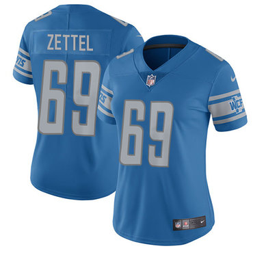 Women's Nike  Detroit Lions #69 Anthony Zettel Light Blue Team Color Stitched NFL Vapor Untouchable Limited Jersey