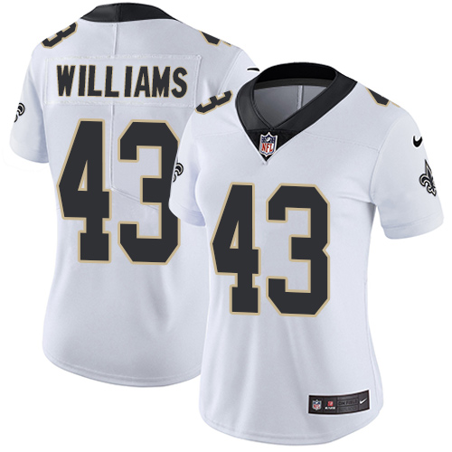 Women's Nike New Orleans Saints #43 Marcus Williams White Stitched NFL Vapor Untouchable Limited Jersey