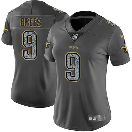 Women's Nike New Orleans Saints #9 Drew Brees Gray Static NFL Vapor Untouchable Game Jersey