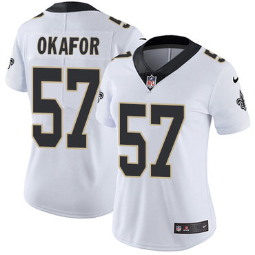 Women's Nike New Orleans Saints #57 Alex Okafor White Stitched NFL Vapor Untouchable Limited Jersey