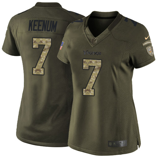 Women's Nike Minnesota Vikings #7 Case Keenum Green Stitched NFL Limited 2015 Salute to Service Jersey