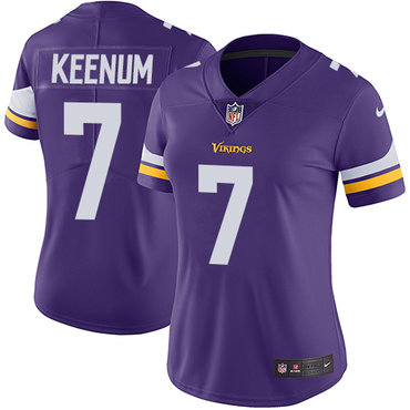 Women's Nike Minnesota Vikings #7 Case Keenum Purple Team Color Vapor Untouchable Limited Player NFL Jersey