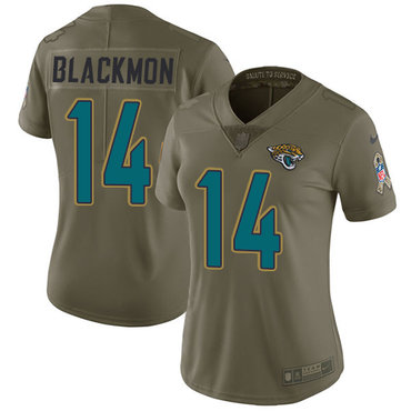 Women's Nike Jacksonville Jaguars #14 Justin Blackmon Olive Stitched NFL Limited 2017 Salute to Service Jerse