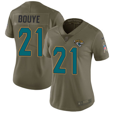 Women's Nike Jacksonville Jaguars #21 A.J. Bouye Olive Stitched NFL Limited 2017 Salute to Service Jersey