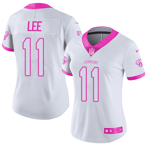 Women's Nike Jacksonville Jaguars #11 Marqise Lee White Pink Stitched NFL Limited Rush Fashion Jersey