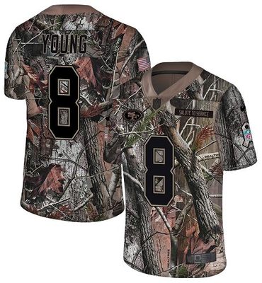 Nike 49ers #8 Steve Young Camo Men's Stitched NFL Limited Rush Realtree Jersey