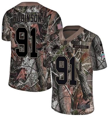 Nike Lions #91 A'Shawn Robinson Camo Men's Stitched NFL Limited Rush Realtree Jersey