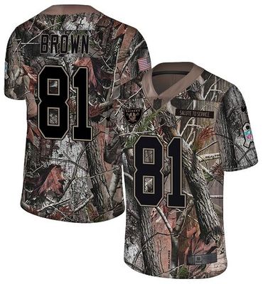 Nike Raiders #81 Tim Brown Camo Men's Stitched NFL Limited Rush Realtree Jersey