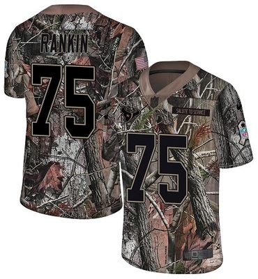 Nike Texans #75 Martinas Rankin Camo Men's Stitched NFL Limited Rush Realtree Jersey