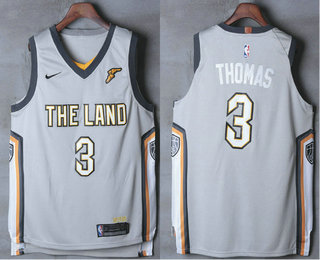 Men's Cleveland Cavaliers #3 Isaiah Thomas Gray The Land 2017-2018 Nike Authentic Stitched NBA Jersey