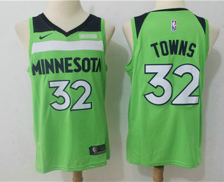 Men's Minnesota Timberwolves #32 Karl-Anthony Towns New Green 2017-2018 Nike Swingman Fitbit Stitched NBA Jersey