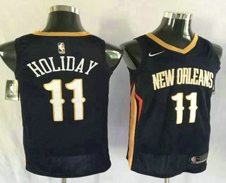 Men's New Orleans Pelicans #11 Jrue Holiday New Navy Blue 2017-2018 Nike Swingman Stitched NBA Jersey