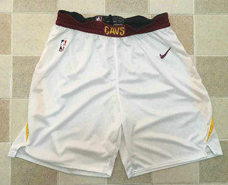 Men's Cleveland Cavaliers White 2017-2018 Nike Swingman Stitched NBA Shorts