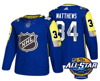 Men's Toronto Maple Leafs #34 Auston Matthews Blue 2018 NHL All-Star Stitched Ice Hockey Jersey