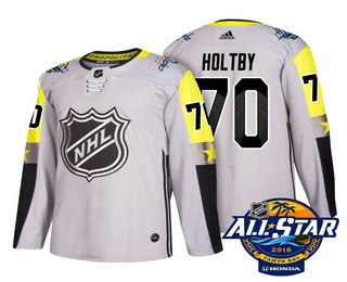 Men's Washington Capitals #70 Braden Holtby Grey 2018 NHL All-Star Stitched Ice Hockey Jersey