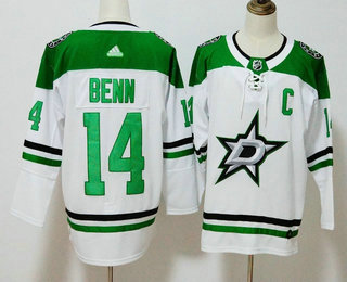 Men's Dallas Stars #14 Jamie Benn White C Patch 2017-2018 Hockey Stitched NHL Jersey