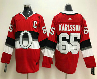 Men's Ottawa Senators #65 Erik Karlsson Red With C Patch 2018 Winter Classic Stitched NHL Hockey Jersey