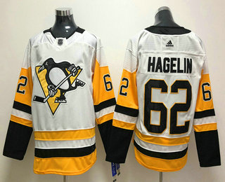 Men's Pittsburgh Penguins #62 Carl Hagelin White 2017-2018 Hockey Stitched NHL Jersey