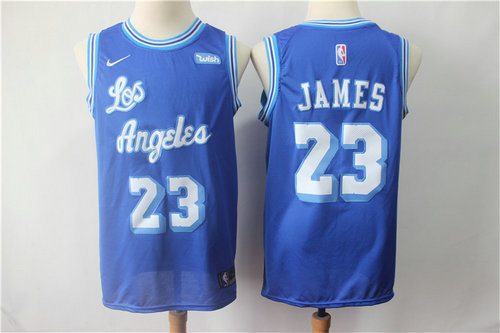 Nike Lakers 23 LeBron James Light Blue Throwback NBA Swingman Jersey