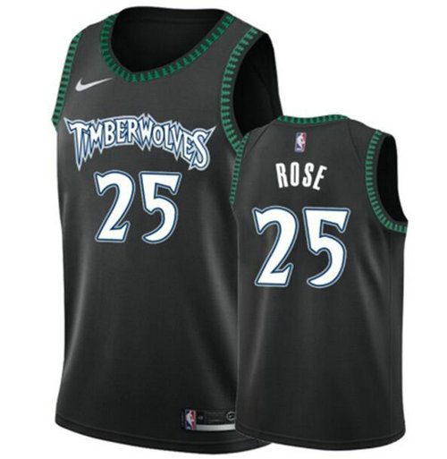 Nike Timberwolves 25 Derrick Rose Black Swimgman Jersey