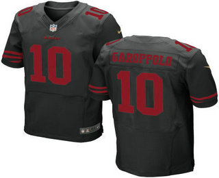 Men's San Francisco 49ers #10 Jimmy Garoppolo Black Alternate Stitched NFL Nike Elite Jersey