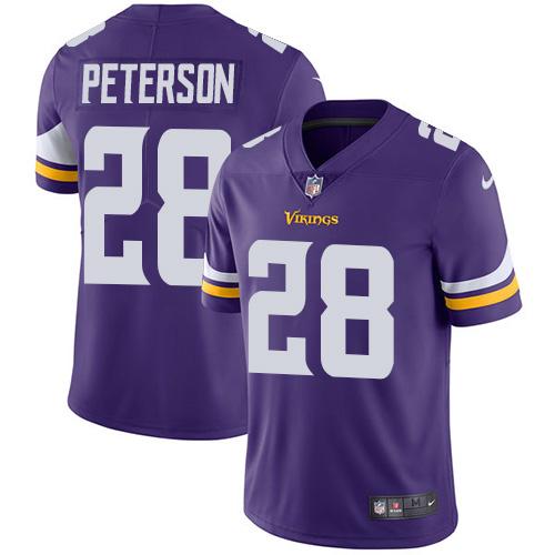 Youth Nike Minnesota Vikings #28 Adrian Peterson Purple Team Color Stitched NFL Vapor Untouchable Limited Jersey