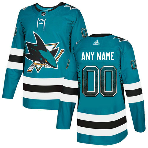 San Jose Sharks Teal Men's Customized Drift Fashion Adidas Jersey