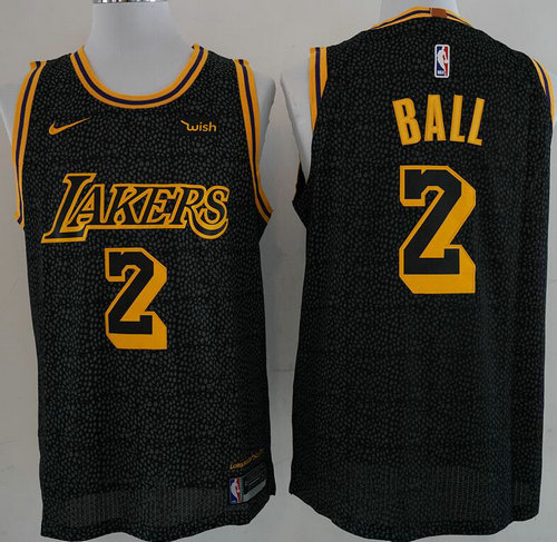 Nike Lakers 2 Lonzo Ball Black NBA Swingman City Edition Jersey