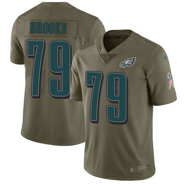 Youth Nike Philadelphia Eagles #79 Brandon Brooks Olive Stitched NFL Limited 2017 Salute to Service Jersey