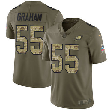 Youth Nike Philadelphia Eagles #55 Brandon Graham Olive Camo Stitched NFL Limited 2017 Salute to Service Jersey