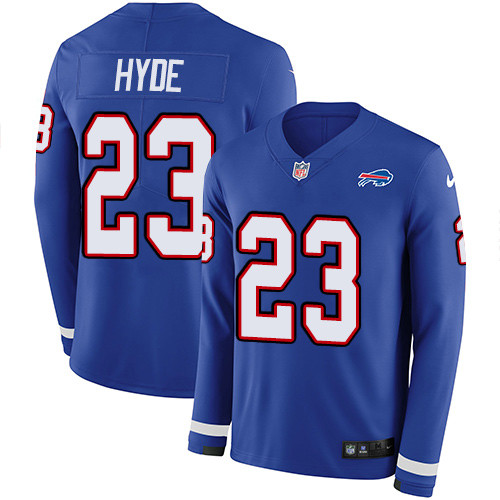 Nike Bills #23 Micah Hyde Royal Blue Team Color Men's Stitched NFL Limited Therma Long Sleeve Jersey