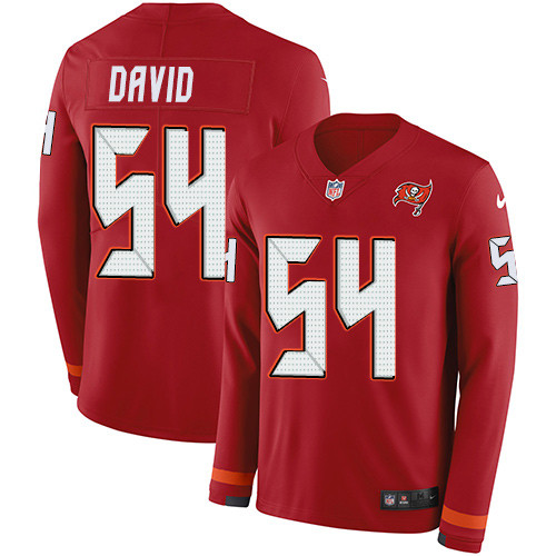 Nike Buccaneers #54 Lavonte David Red Team Color Men's Stitched NFL Limited Therma Long Sleeve Jersey