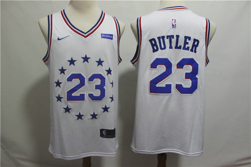 Men's Philadelphia 76ers 23 Jimmy Butler Nike White 2018-19 Swingman Earned Edition Jersey