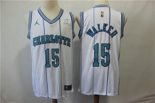 Nike Hornets 15 Kemba Walker White NBA Jordan Throwback Swingman Jersey