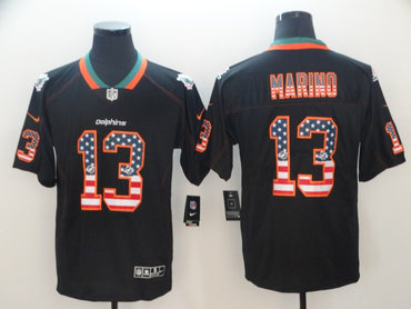 Nike Miami Dolphins #13 Dan Marino Black USA Flag Fashion Limited Jersey