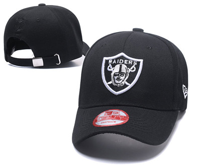 NFL Oakland Raiders Team Logo Black Peaked Adjustable Hat A125