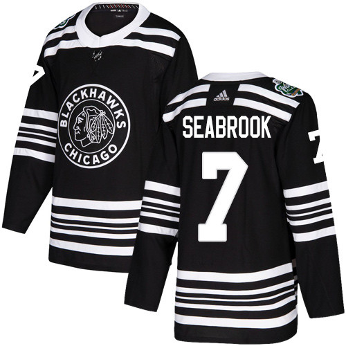 Adidas Blackhawks #7 Brent Seabrook Black Authentic 2019 Winter Classic Stitched NHL Jersey