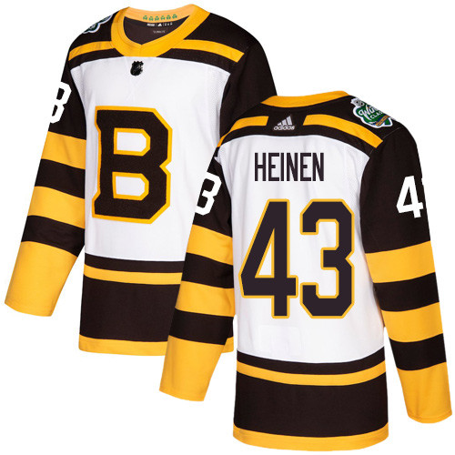 Adidas Bruins #43 Danton Heinen White Authentic 2019 Winter Classic Stitched NHL Jersey