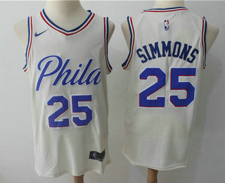 Men's Philadelphia 76ers #25 Ben Simmons Cream Nike City Edition Swingman Jersey