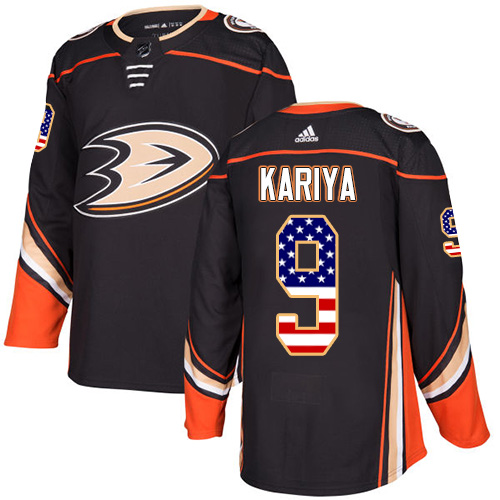 Adidas Ducks #9 Paul Kariya Black Home Authentic USA Flag Stitched NHL Jersey