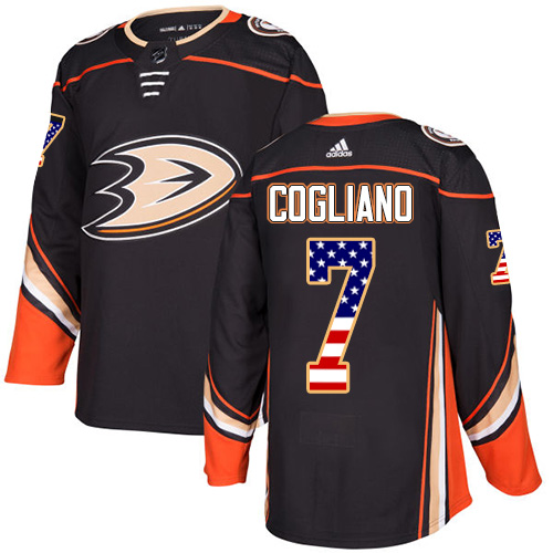 Adidas Ducks #7 Andrew Cogliano Black Home Authentic USA Flag Stitched NHL Jersey